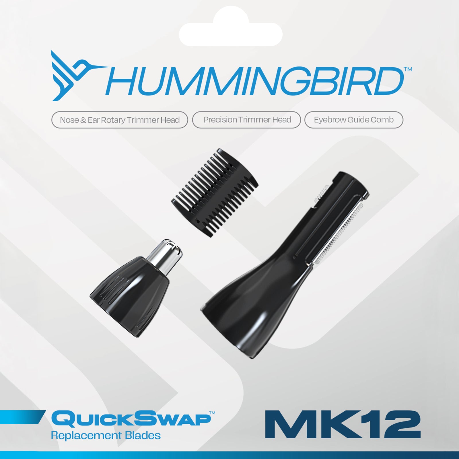 MK12 QuickSwap™ Nose & Ear Rotary Trimmer Head, Precision Trimmer Head & Eyebrow Guide Comb Replacement Blades