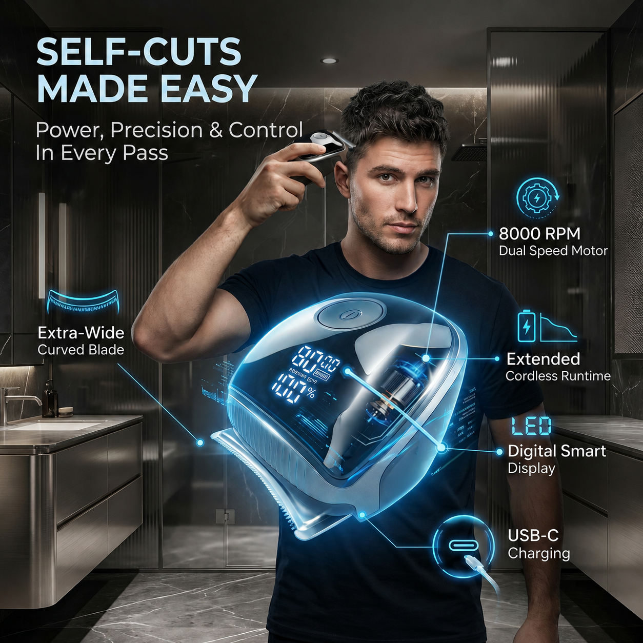 MK19 QuickCut Pro Cordless Self Hair Clipper Kit
